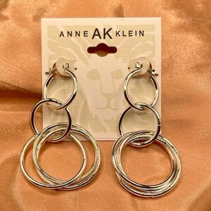 Anne Klein Silver Triple Hoop Earrings